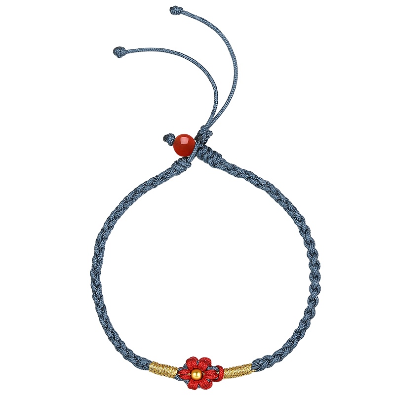 周六福珠宝黄金转运珠手链女送你一朵小红花足金官方旗舰店正品