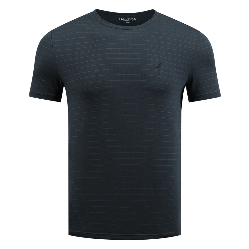 诺帝卡NAUTICA UNDERWEAR男士夏季莫代尔横条纹圆领家居短袖