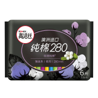 高洁丝卫生巾(Kotex)臻选系列丝薄澳洲进口纯棉卫生巾夜用280mm6片装