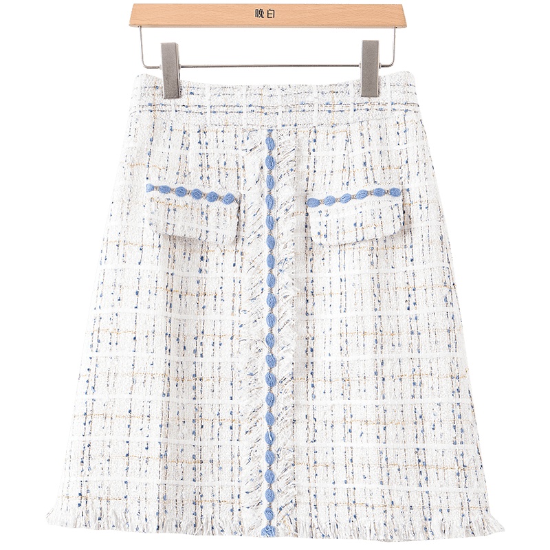 晚白2020冬季新品时尚通勤小香风高腰半裙名媛淑女短裙半身裙女