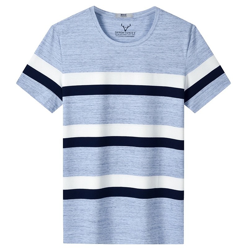雪中飞男士短袖T恤2019夏季新款条纹半袖体恤宽松男装上衣服T恤男