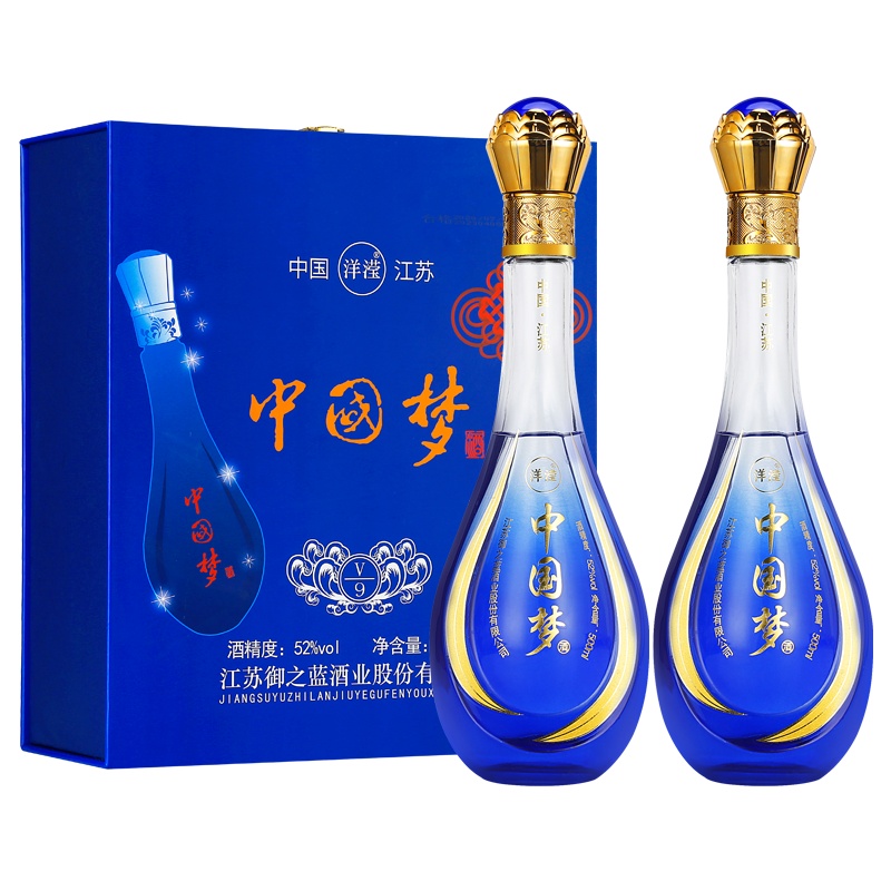 高档中国v梦白酒整箱特价52度2瓶礼盒装浓香型纯粮食原浆送礼酒水