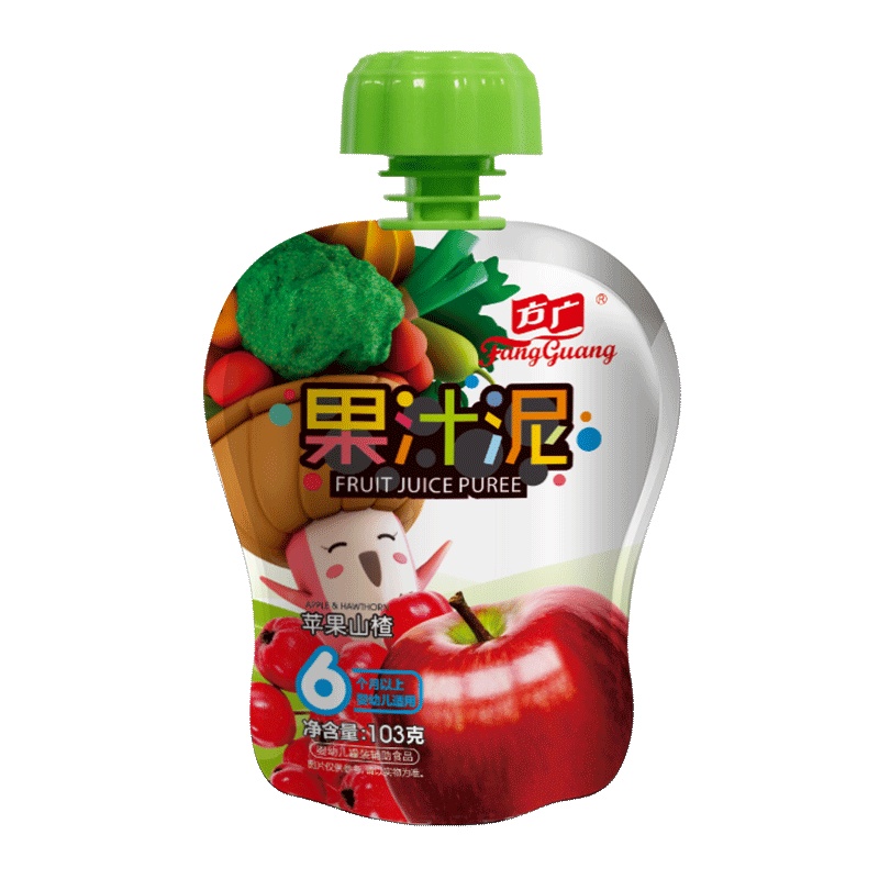 方广 宝宝辅食 苹果山楂果汁泥103g/袋装 (6个月以上婴幼儿适用)吸吸乐袋水果泥 果泥
