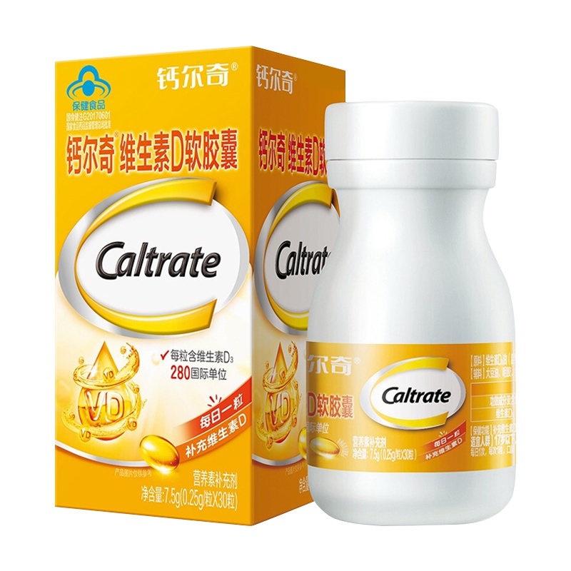 钙尔奇(Caltrate)维生素VD软胶囊中老年补钙助吸收 呵护骨骼健康 30粒