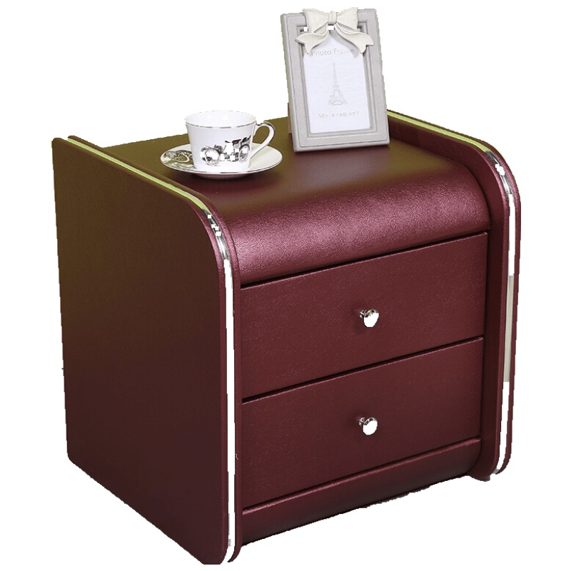 皮质床头柜实木简约现代长40宽35定制30CM迷你真皮小户型布艺加锁 灰色 经济型 大款 整装安心抵