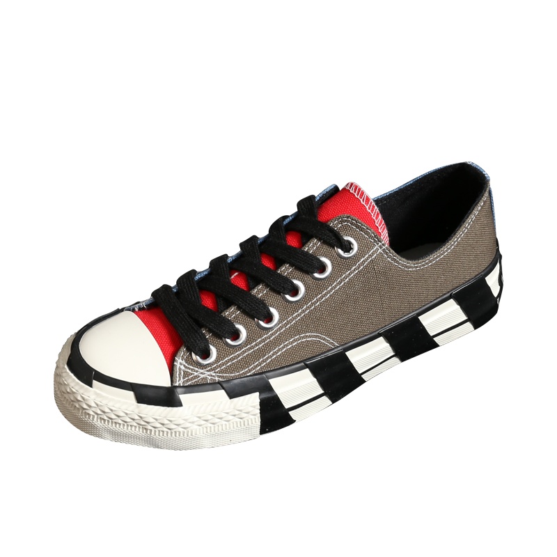 高帮帆布鞋女透气2020春季新款鸳鸯拼色原宿涂鸦街头百搭个性潮鞋