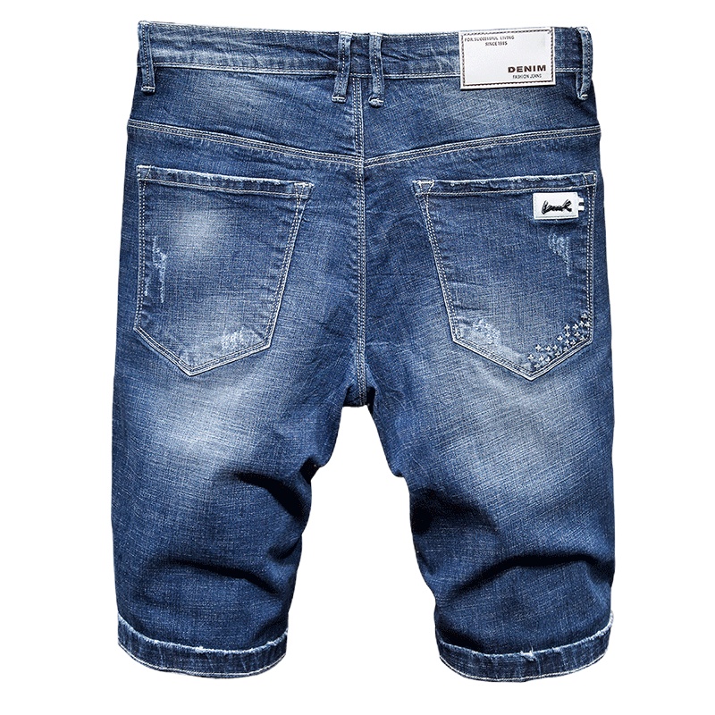 吉普战车2021年夏季新款商务中青年男士牛仔裤男士短裤薄款弹力直筒休闲裤男士中裤男装大码五分裤男JIPUZHANCHE