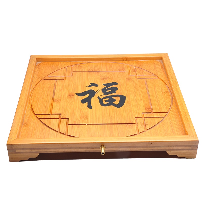 唐宏坊 楠竹茶盘托盘 茶杯盘 茶具盘实木 盛水茶盘 功夫茶具盘 干泡茶台茶海 排水式茶盘