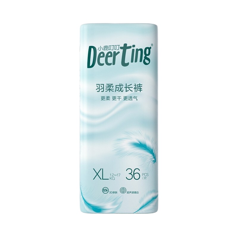 小鹿叮叮 羽柔拉拉裤XL36片宝宝秋冬婴儿尿不湿干爽大码透气成长裤