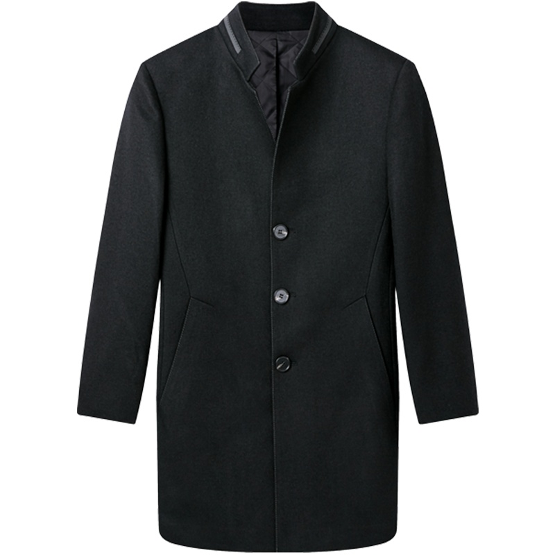 柒牌SEVEN男装商务休闲秋冬季风衣中长款呢子外套潮流都市立领毛呢大衣