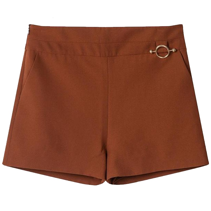 【专柜同款】拉夏贝尔高腰短裤女设计感时尚复古百搭直筒裤休闲裤子女10018024