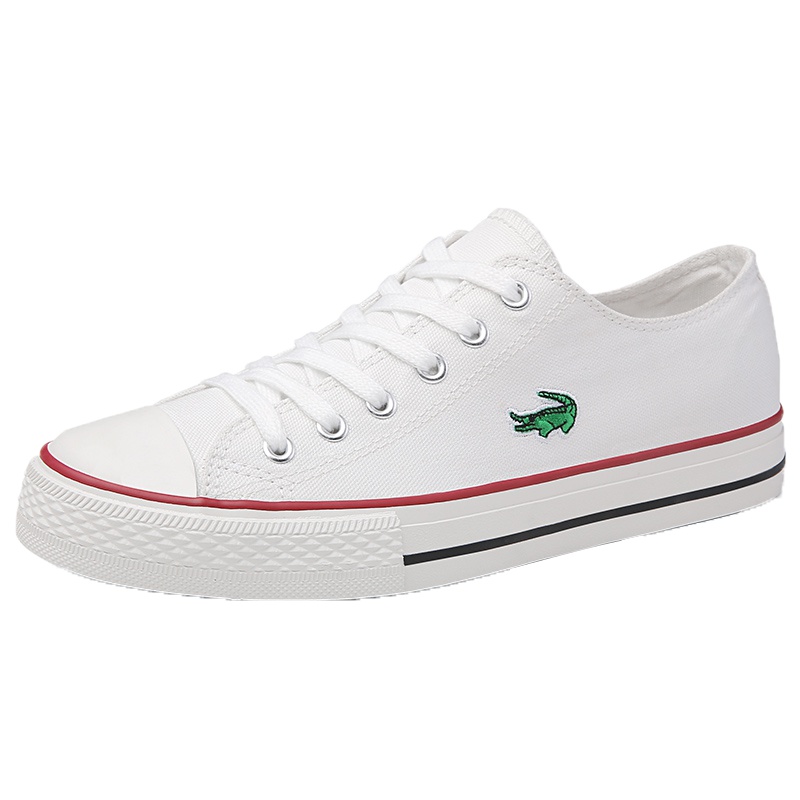 卡帝乐鳄鱼（CARTELO) 男女士透气低帮休闲一脚蹬系带帆布板鞋子