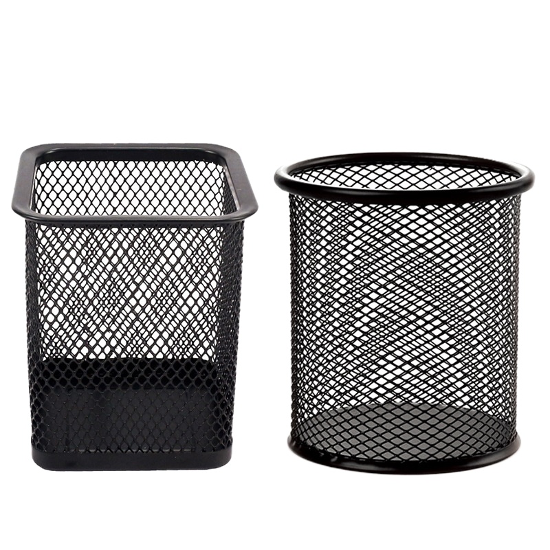 金亿利 5G-1001 笔筒 90*95mm 黑色圆形 网格创意镂空金属笔筒(一个装)可定制