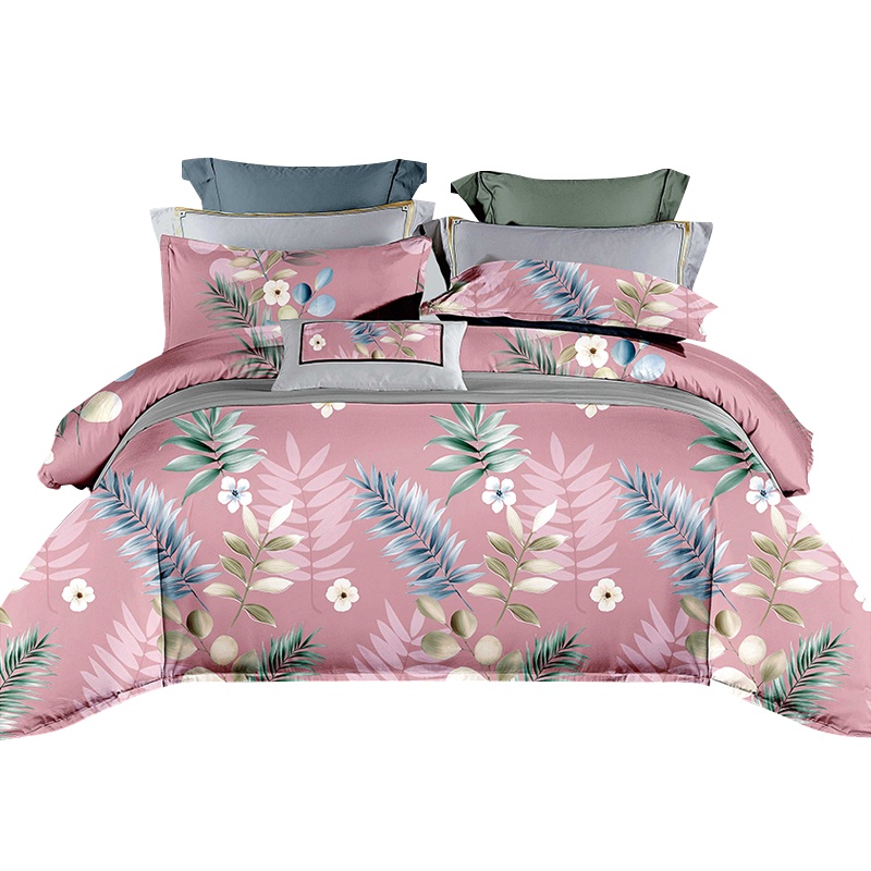 红豆家纺四件套锦丝缎爽滑套件可机洗1.5/1.8米床被套床单床上用品