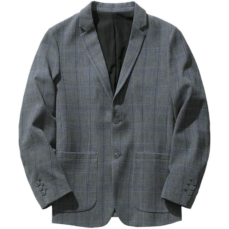 千纸鹤男装格子休闲便西外套2019秋季新款青年商务正装西服35160