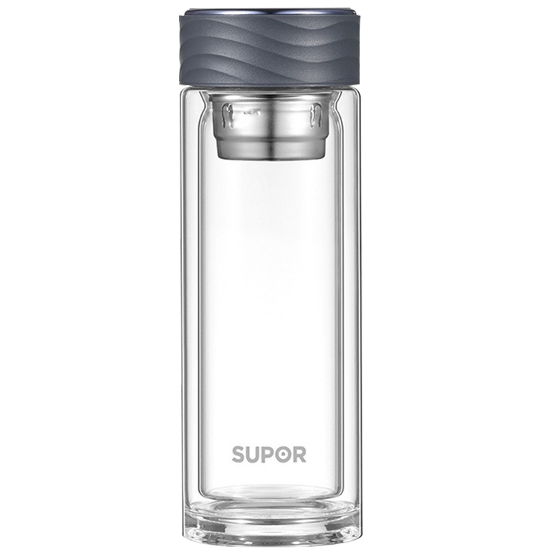 苏泊尔(SUPOR)双层玻璃杯带茶滤泡茶杯子隔热防烫手商务办公上班家用男女