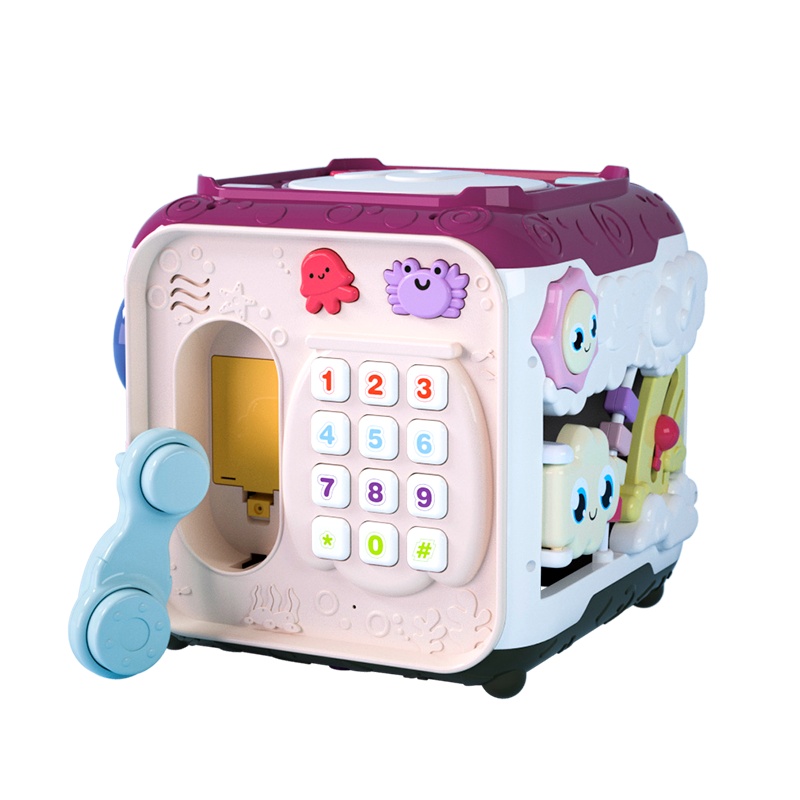 澳乐(AOLE-HW)婴儿玩具手拍鼓0-1-3岁多功能游戏台音乐拍拍鼓宝宝玩具益智早教六面盒儿童玩具 六面体音乐手拍鼓