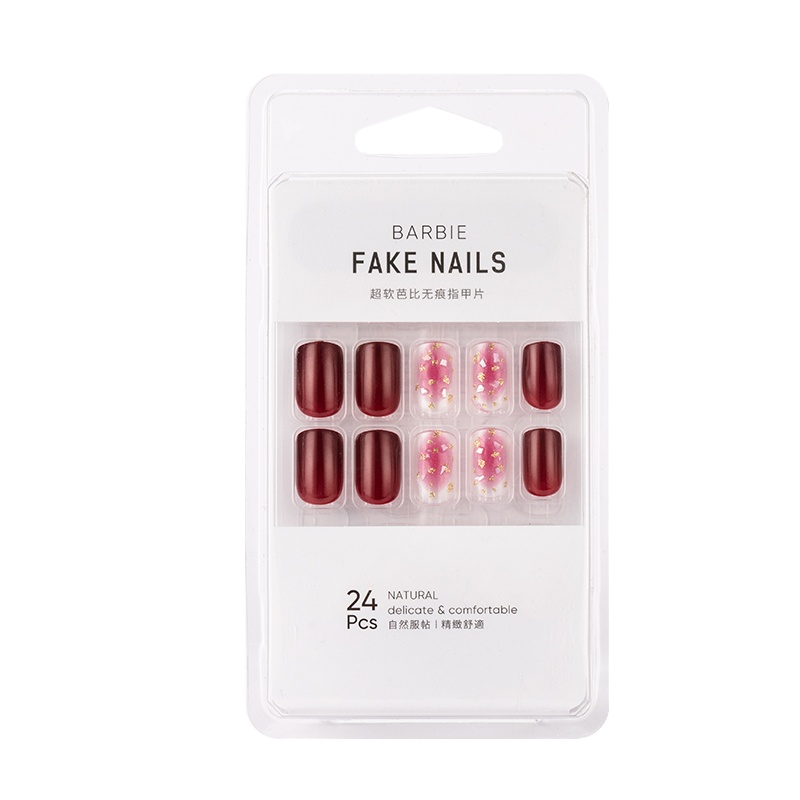 名创优品 (miniso) 芭比无痕指甲片指甲贴片贴纸ins 24片装[恋人未满]