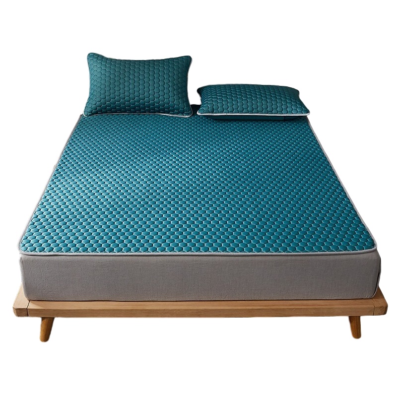 绘窝(HuiWo)家纺 乳胶凉席三件套 学生宿舍单人冰丝席子纯色简约空调软席1.5卡通小清新可折叠夏凉席