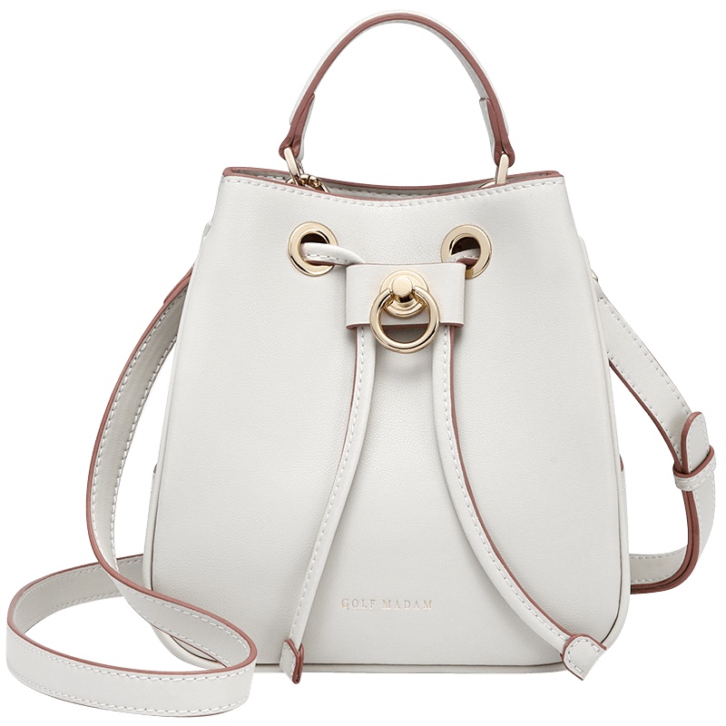 高尔夫GOLF牛皮斜挎包时尚女士抽绳单肩包大容量手提包简约休闲女包