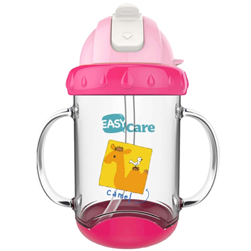 伊斯卡尔(Easy Care)260ml卡西学饮杯宝宝吸管杯儿童喝水杯带吸管手柄水杯防漏粉色
