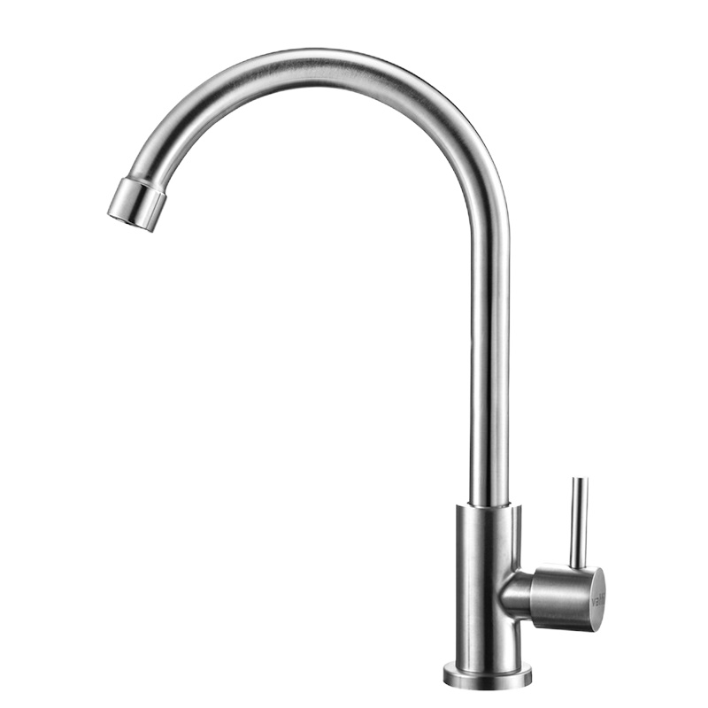 304不锈钢厨房龙头 单把单孔单冷龙头 360°自由旋转 洗菜盆龙头(不含进水管)