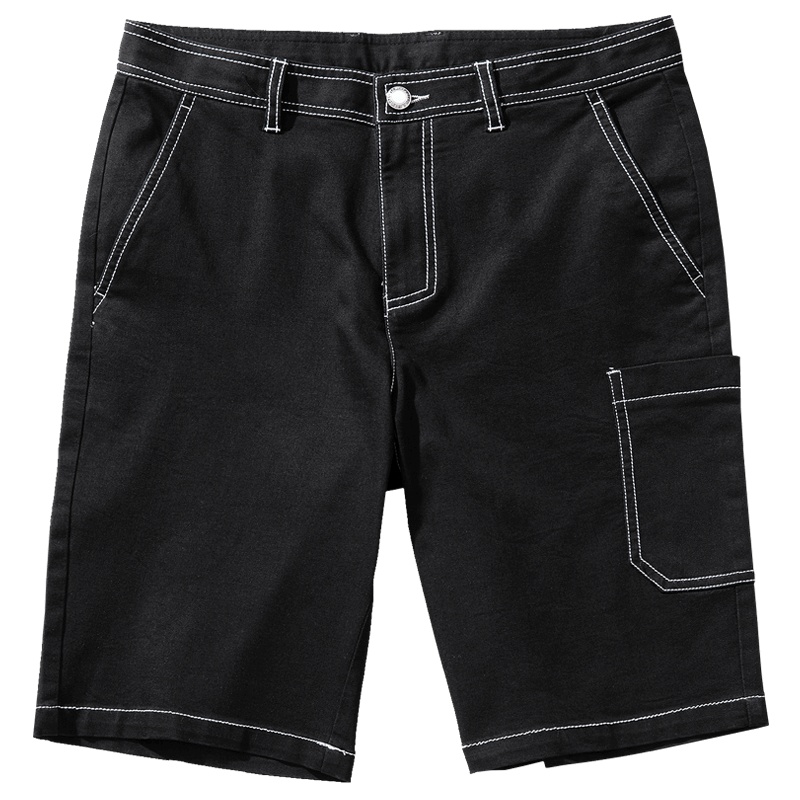 千纸鹤男士牛仔裤2018新款时尚潮流休闲宽松黑色五分裤子80126