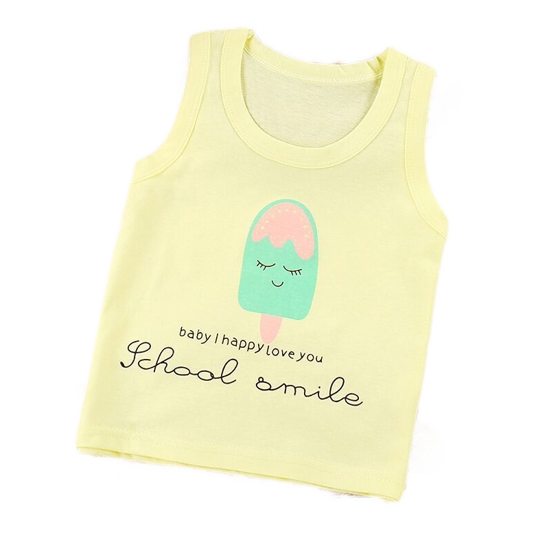 棉儿童背心韩版男女童棉小中童无袖T恤 夏款新品卡通单件上衣 莎丞