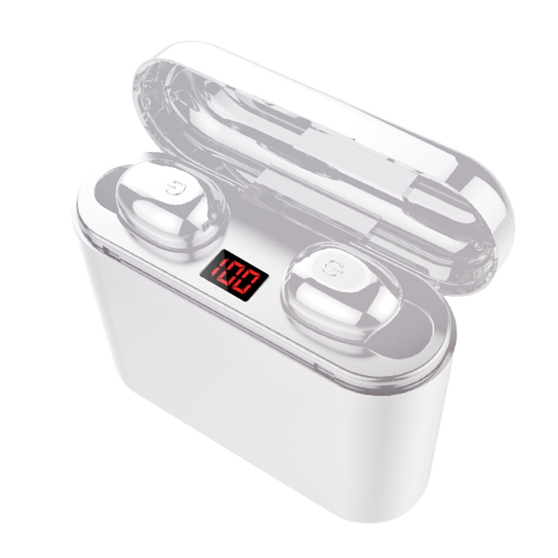 白色[双耳5.0+LED数显大容量] 无线蓝牙耳机双耳迷你隐形超小运动超长待机vivo华为oppo苹果通用