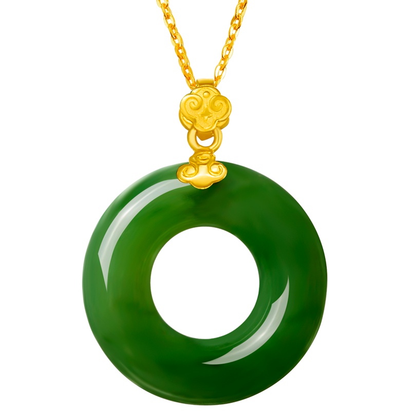 周六福足金和田碧玉吊坠411