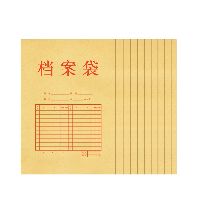 得力(deli)5953牛皮纸档案袋资料袋投标文件标书袋加厚文件袋10个装A4文件袋透明蓝色文件袋绕绳