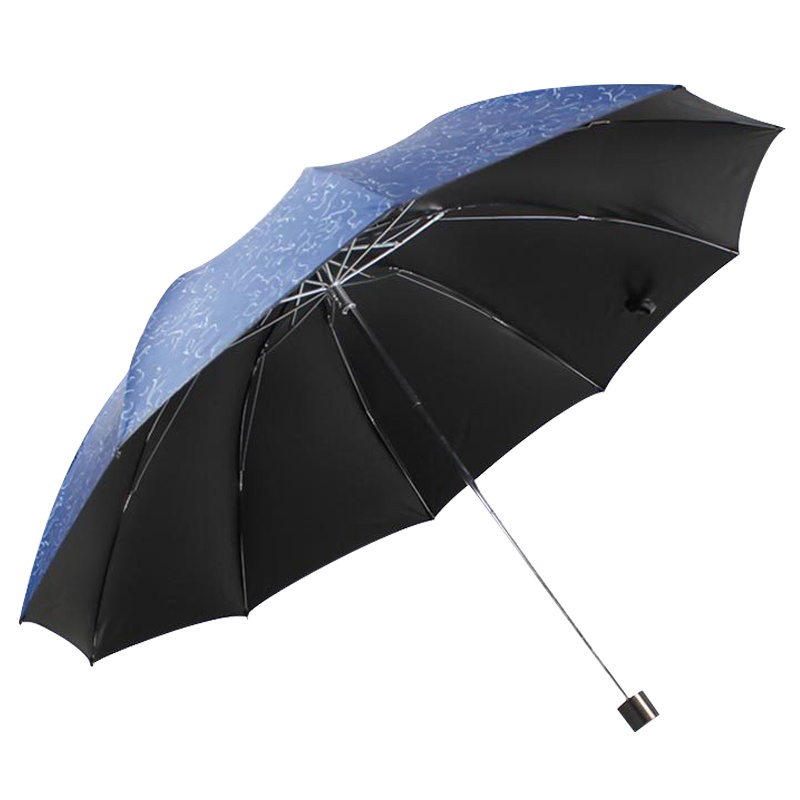天堂伞 30132ELCJ 写意花黑胶三折双人商务太阳伞晴雨伞