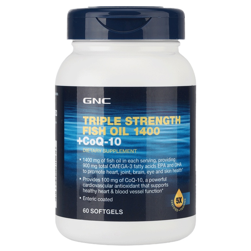 【3倍购买】GNC三倍深海鱼油添加辅酶Q10软胶囊60粒
