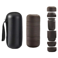 C&C #1278 旅行茶具便携式包紫砂快客杯同心杯一壶4杯商务礼品定制
