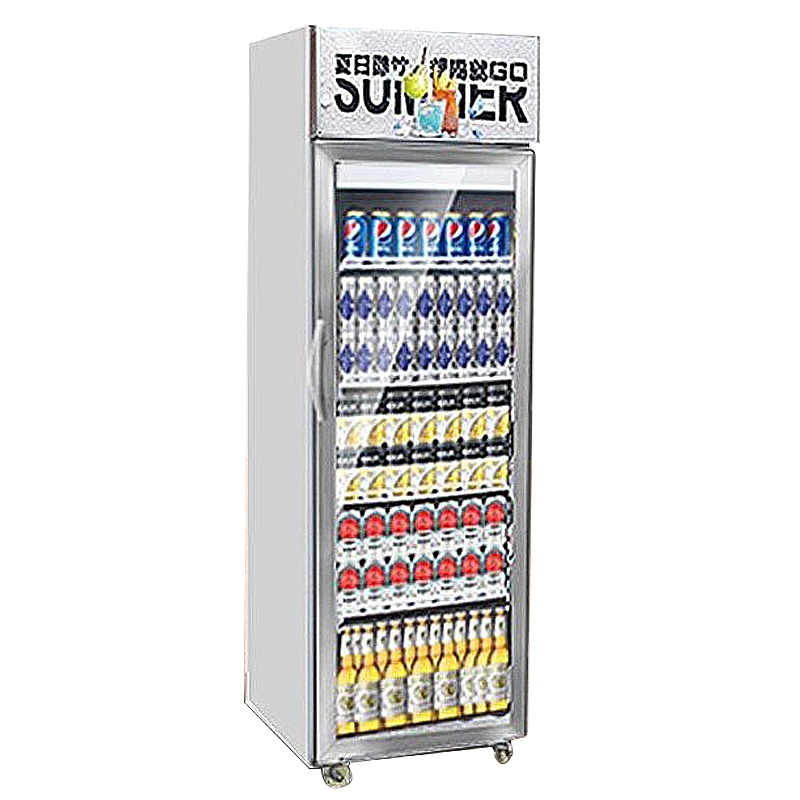 乐创(lecon)饮料柜展示柜冷藏柜立式冰柜商用冰箱饮品啤酒蔬菜水果保鲜冷柜鲜花柜陈列柜单门上机星光银风冷400L