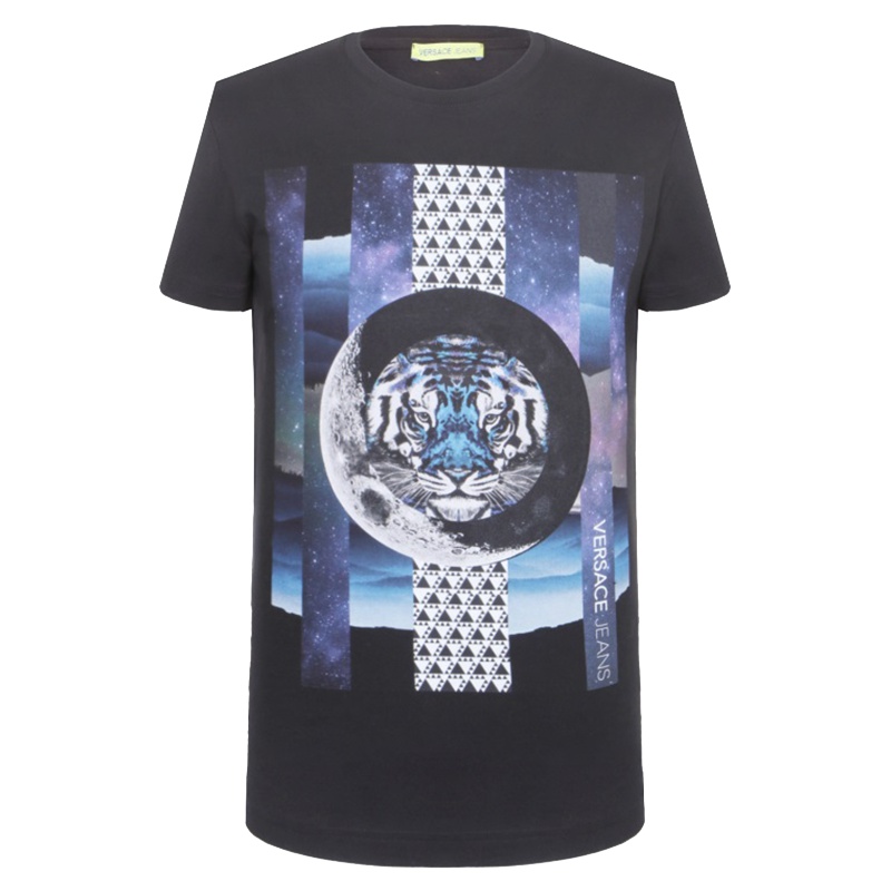 VERSACE JEANS男士黑色棉质短袖T恤衫B3GRA75C 30134 899