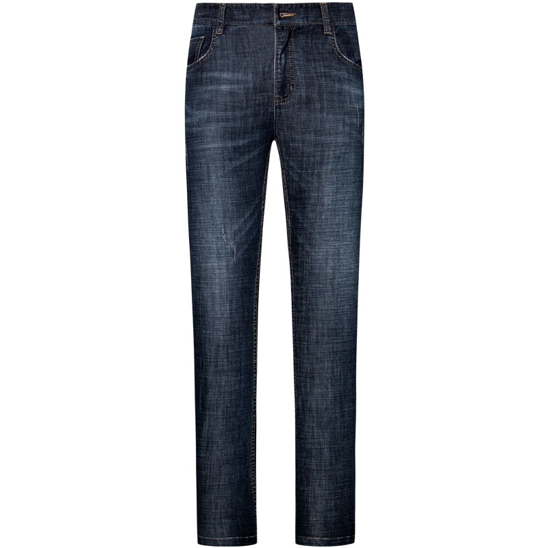 才子男装tries牛仔裤男士夏季新款修身直筒撞色刺绣裤子水洗休闲长裤潮_1