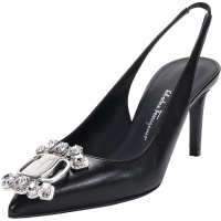 Ferragamo 菲拉格慕 女士 HIROSHI系列羊皮镶嵌装饰露跟鞋高跟凉鞋0741137