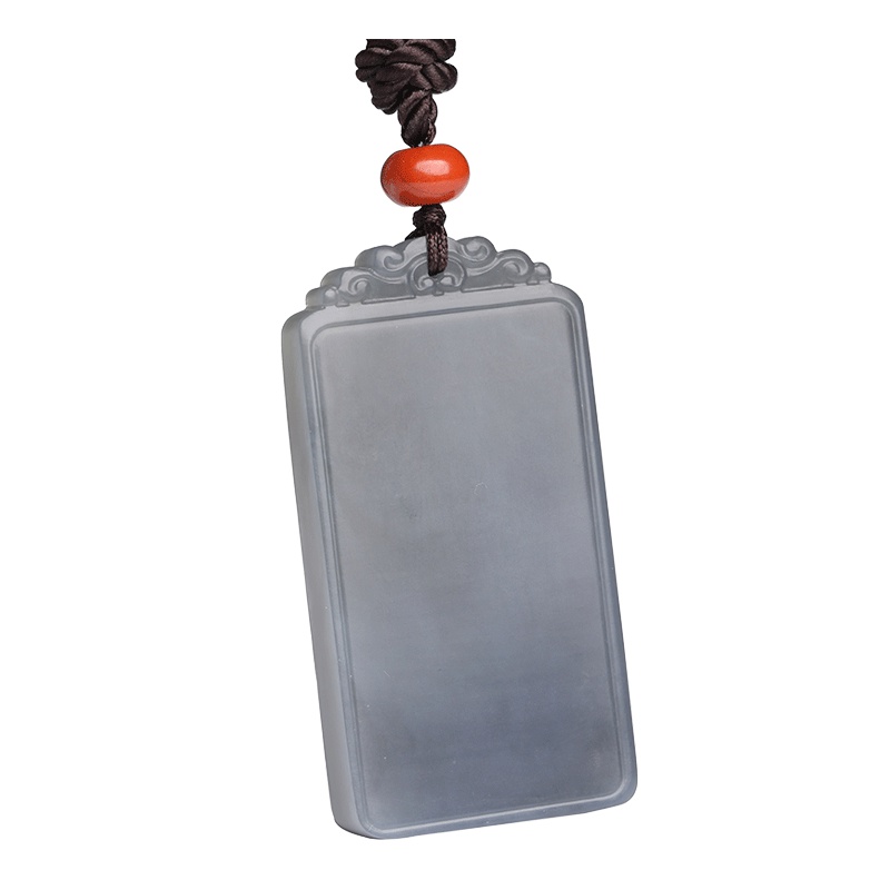 印象眸 和田玉玉石青花无事牌 男女款平安无事玉坠挂件 节节高/祥云款可选