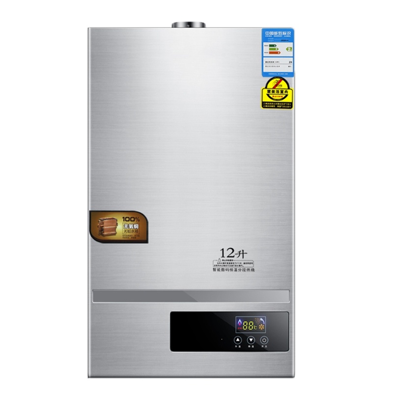 智能恒温小型强排黄金蛋燃气热水器电家用天然气液化气煤气1216升_12升小屏按键银色恒温_液化气