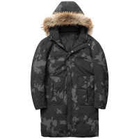 千纸鹤男士中长款羽绒服冬季新款可拆卸连帽厚款外套男60225