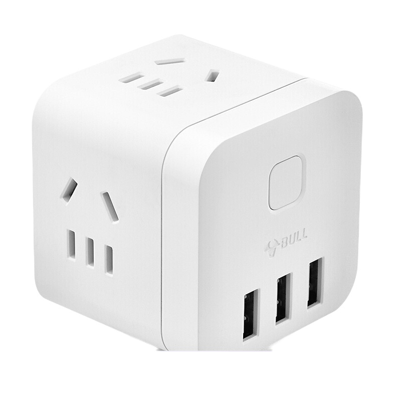 (HD)公牛(BULL)U303UW(S) 无线白色魔方 usb智能无线魔方多功能充电接线板(计价单位:个)