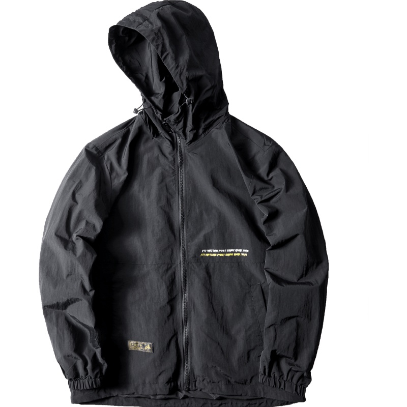 黑鲸字母印花连帽夹克2019春季休闲外套男女同款CWJAJ19059A