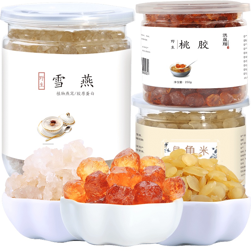 洪晟翔桃胶雪燕皂角米组合750克 桃花泪雪莲子植物拉丝雪燕组合装女性滋补