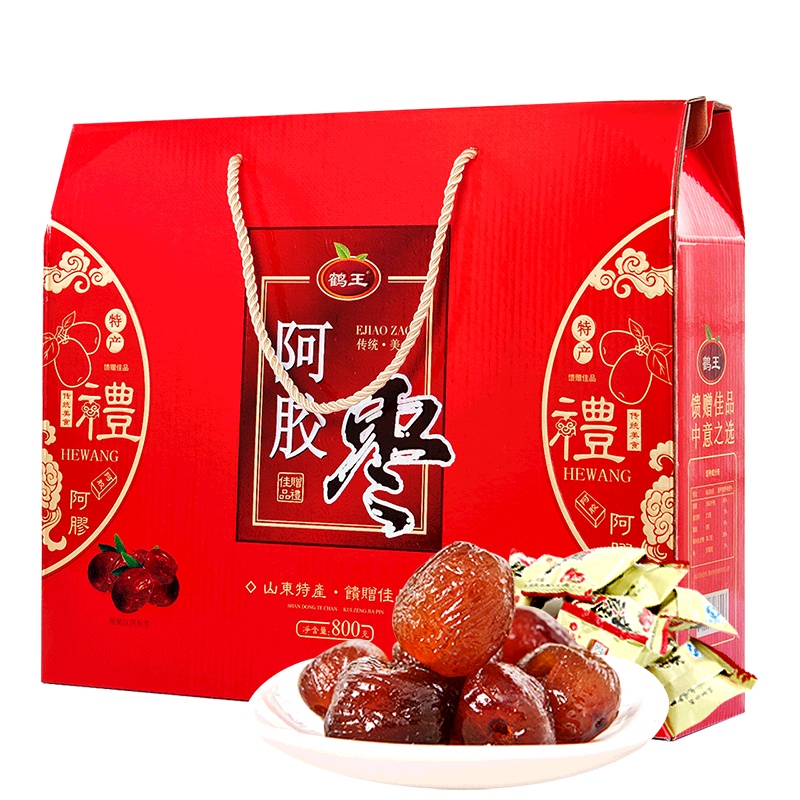 鹤王阿胶枣礼盒800g山东特产乐陵金丝枣