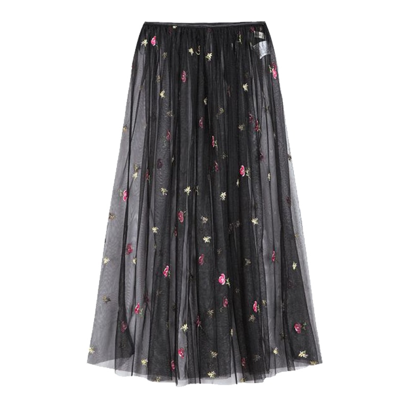 拉贝缇黑色半身罩裙长裙秋装韩版网纱裙单层时尚蓬蓬裙女60006013