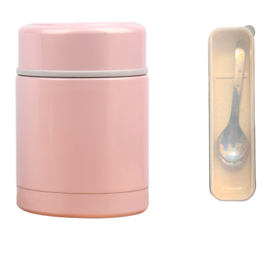 三维工匠焖烧杯保温饭盒宝宝小容量304不锈钢汤罐日式焖粥桶便携女焖烧壶 焖烧罐粉色400勺子套件不含杯套