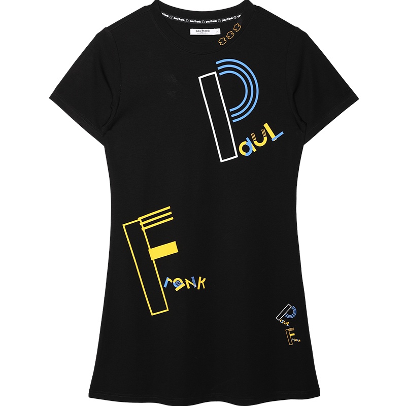 Paul Frank/大嘴猴 夏季少女小清新连衣裙女基础百搭印花 PFCDS212508W