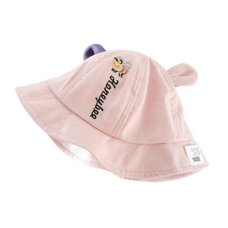 巴布豆宝宝遮阳帽大檐帽男女童夏季可爱蜜蜂花边儿童遮阳帽防晒太阳蓓蕾帽子12-18个月18-24个月