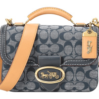 COACH 蔻驰女包 CHAMBRAY RILEY口盖包 手提包 单肩包 斜挎包 牛仔金扣3630
